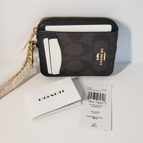 ❤COACH  | Card Case with Chain Strap in Signature Canvas - Picture 13 of 13